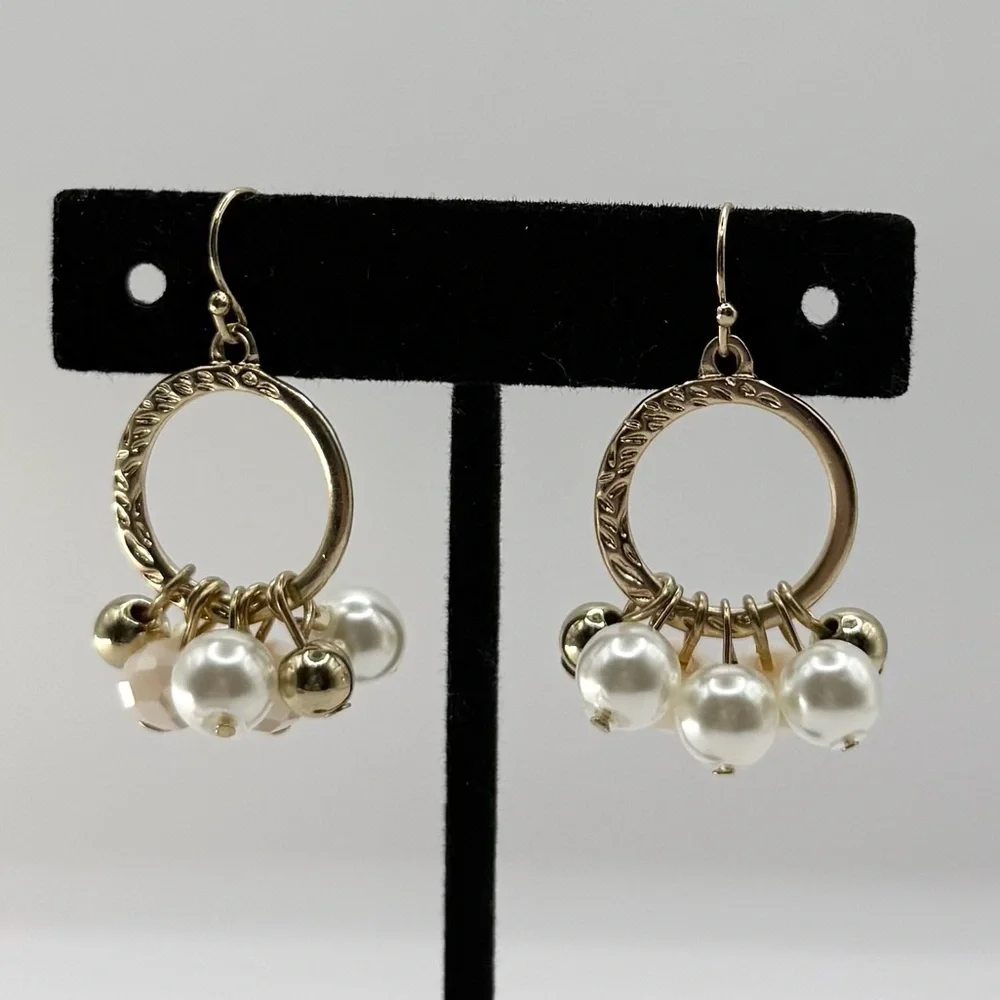 Jules B Gold Tone Pearl Dangle Earrings